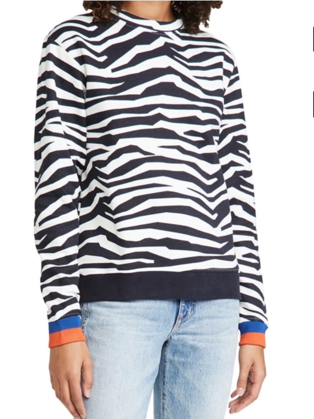 KULE The Hobbes Zebra Print Sweatshirt Women’s Size Small Black White